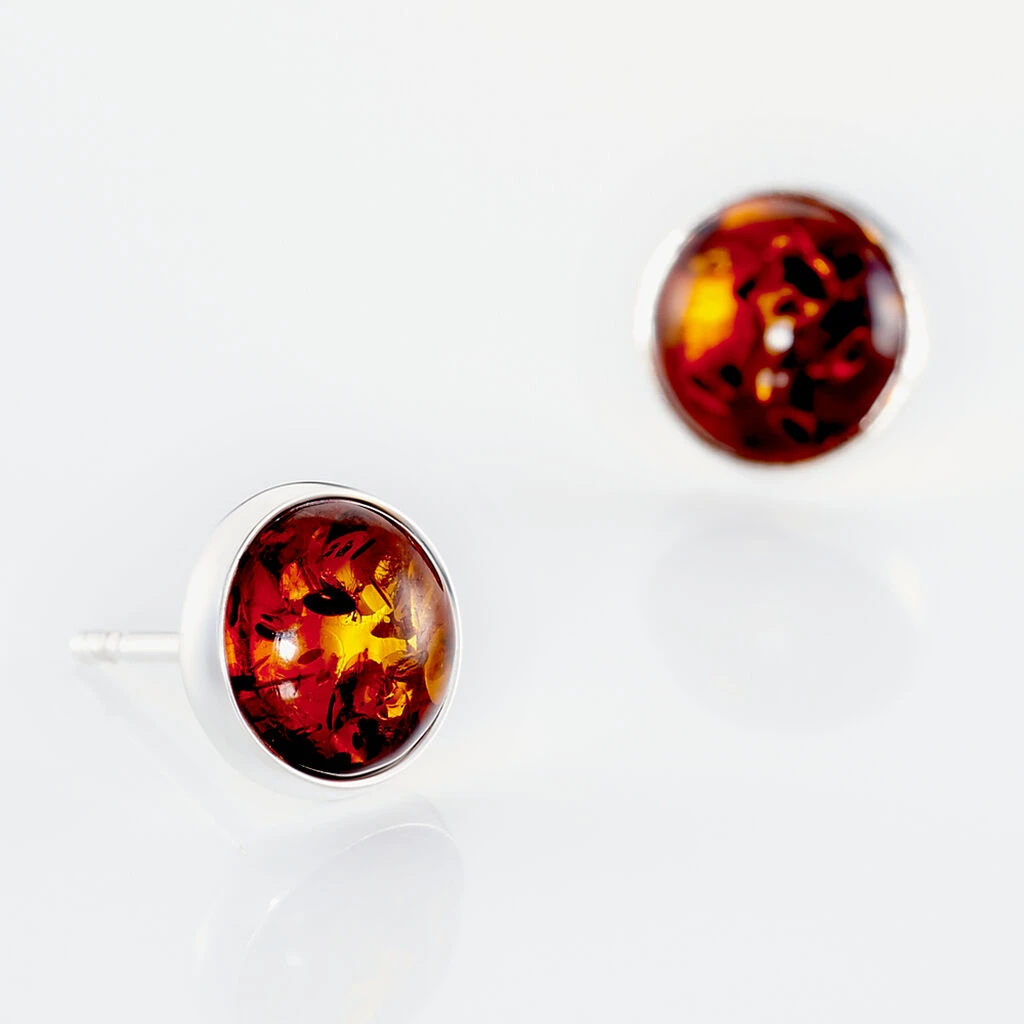 Boucles D'oreilles Puces Argent Blanc Majdeline Ambre 5 Boucles D'oreilles Puces Argent Blanc Majdeline Ambre – Image 3