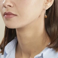 Boucles D'oreilles Pendantes Mariangeae Argent Blanc Ambre -Garmin Soldes FAOFBIY172 model0