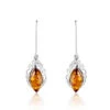 Boucles D'oreilles Argent Blanc Enya Ambre