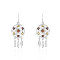 Boucles D'oreilles Argent Blanc Lorena Ambre