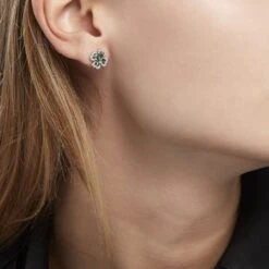 Boucles D'oreilles Puces Argent Blanc Deryn Verre Oxydes De Zirconium -Garmin Soldes FAOFBLV002 model0