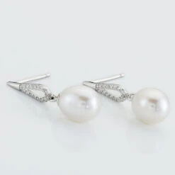 Boucles D'oreilles Pendantes Ludy Argent Perle De Culture Et Oxyde -Garmin Soldes FAOFBU2055 view2