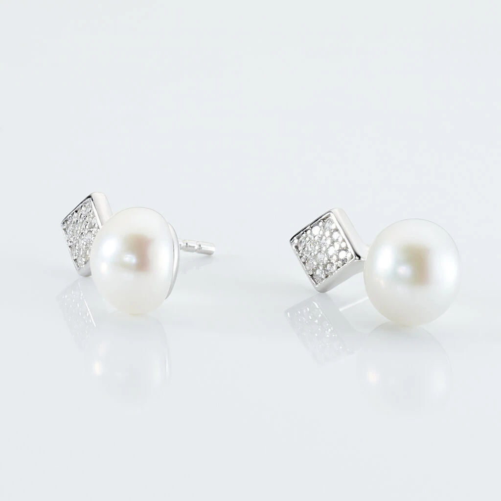 Boucles D'oreilles Pendantes Shirine Argent Perle De Culture Et Oxyde 5 Boucles D'oreilles Pendantes Shirine Argent Perle De Culture Et Oxyde – Image 3