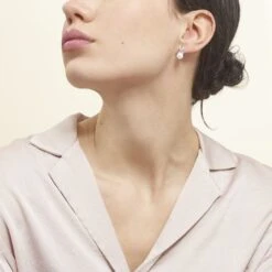 Boucles D'oreilles Pendantes Sathine Argent Perle De Culture Et Oxyde -Garmin Soldes FAOFBU2140 model0
