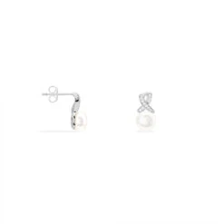 Boucles D'oreilles Pendantes Sathine Argent Perle De Culture Et Oxyde -Garmin Soldes FAOFBU2140 view1