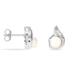 Boucles D'oreilles Puces Mellie Argent Blanc Perle De Culture -Garmin Soldes FAOFBU2153 view1