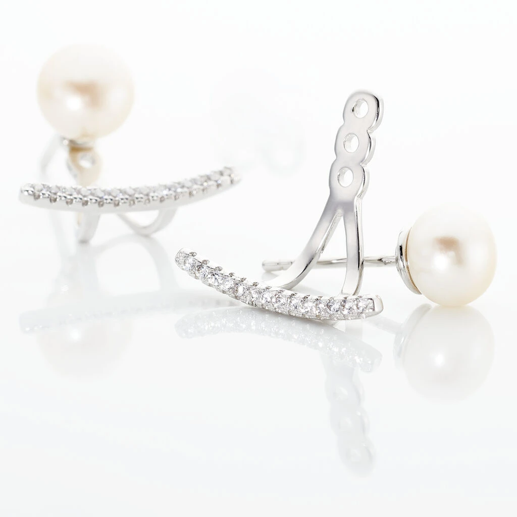 Bijoux D'oreilles Sylviane Argent Blanc Perle De Culture Et Oxyde 5 Bijoux D'oreilles Sylviane Argent Blanc Perle De Culture Et Oxyde – Image 3