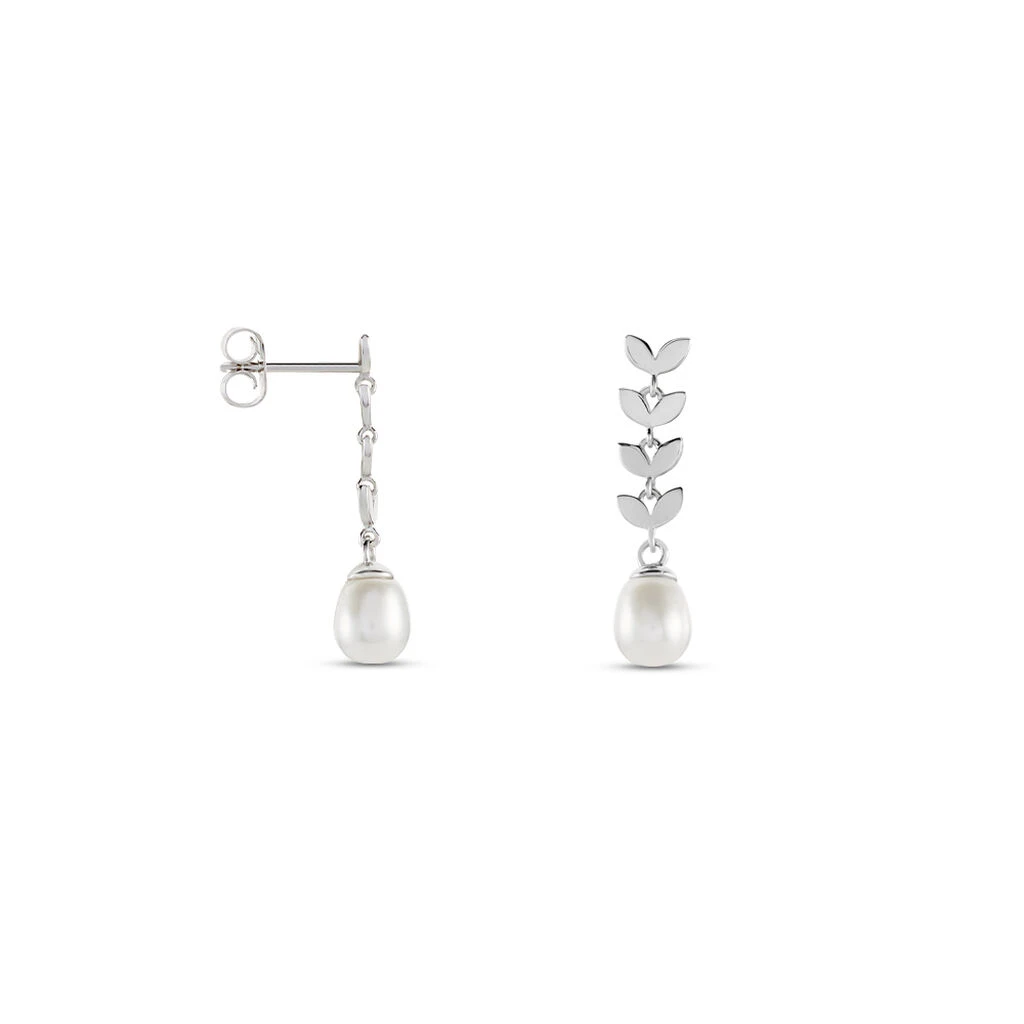Boucles D'oreilles Pendantes Giacobbe Argent Blanc Perle De Culture 4 Boucles D'oreilles Pendantes Giacobbe Argent Blanc Perle De Culture – Image 2