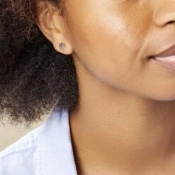 Boucles D'oreilles Puces Yuala Argent Blanc -Garmin Soldes FAOFBW001F model0