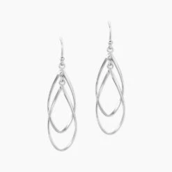 Boucles D'oreilles Pendantes Twisty Argent Blanc
