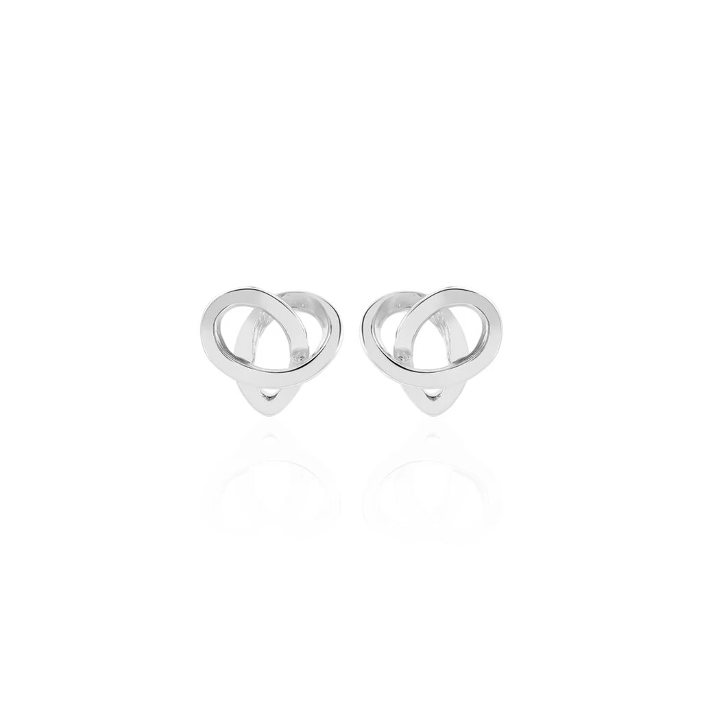 Boucles D'oreilles Puces Shainy Argent Blanc 3 Boucles D'oreilles Puces Shainy Argent Blanc
