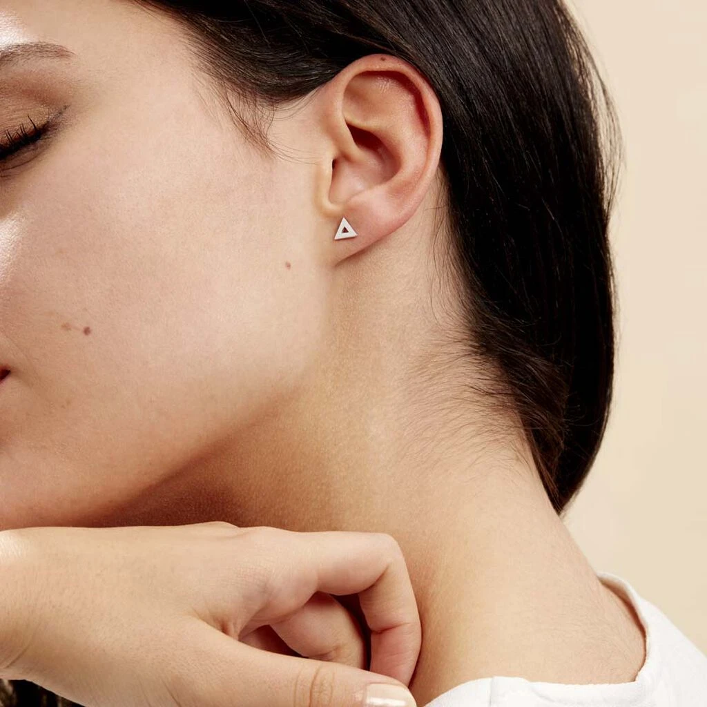 Boucles D'oreilles Puces Severine Argent Blanc 7 Boucles D'oreilles Puces Severine Argent Blanc – Image 5