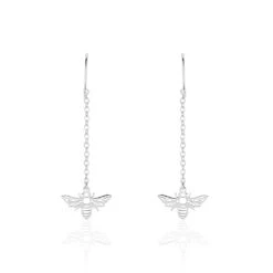Boucles D'oreilles Pendantes Nissrin Argent Blanc