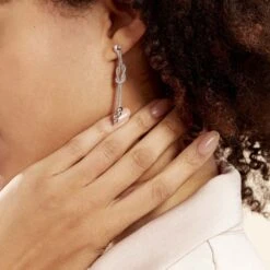 Boucles D'oreilles Pendantes Deauville Argent Blanc -Garmin Soldes FAOFBW0673 model0