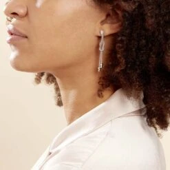 Boucles D'oreilles Pendantes Deauville Argent Blanc -Garmin Soldes FAOFBW0673 model1