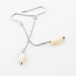 Boucles D'oreilles Pendantes Sirene Argent Blanc Nacre -Garmin Soldes FAOFBX2159 view2