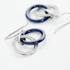 Boucles D'oreilles Pendantes Grizzel Argent Blanc Céramique Oxyde -Garmin Soldes FAOFBXB226 view2