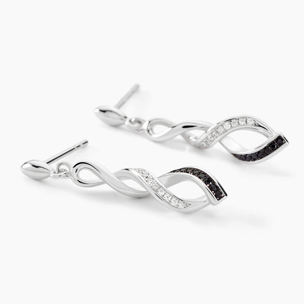 Boucles D'oreilles Pendantes Claudia Argent Blanc Oxyde De Zirconium 4 Boucles D'oreilles Pendantes Claudia Argent Blanc Oxyde De Zirconium – Image 2