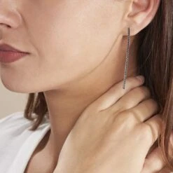 Boucles D'oreilles Pendantes Lou-anne Argent Blanc Oxyde Noir -Garmin Soldes FAOFBZN113 model0