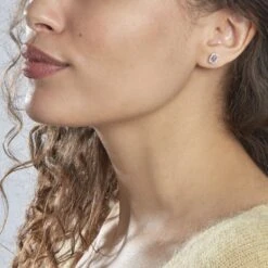 Boucles D'oreilles Puces Aladin Argent Blanc Oxyde De Zirconium -Garmin Soldes FAOFBZS054 model0