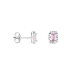 Boucles D'oreilles Puces Aladin Argent Blanc Oxyde De Zirconium -Garmin Soldes FAOFBZS054 view1