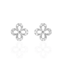 Boucles D'oreilles Puces Sophia Argent Blanc Oxyde De Zirconium
