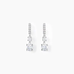 Boucles D'oreilles Pendantes Corianne Argent Blanc Oxyde De Zirconium