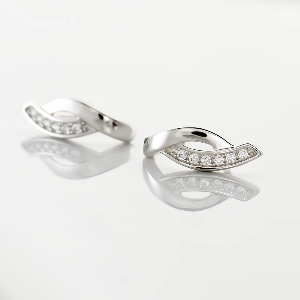 Boucles D'oreilles Pendantes Ange-line Argent Blanc Oxyde De Zirconium 5 Boucles D'oreilles Pendantes Ange-line Argent Blanc Oxyde De Zirconium – Image 3