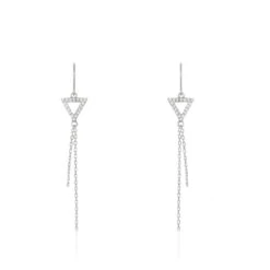 Boucles D'oreilles Pendantes Loria Argent Blanc Oxyde De Zirconium
