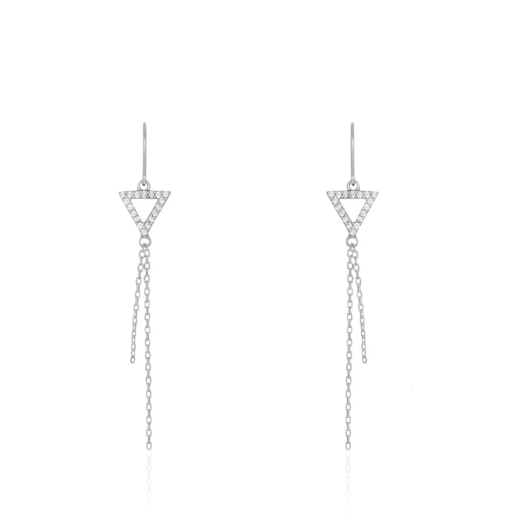Boucles D'oreilles Pendantes Loria Argent Blanc Oxyde De Zirconium 3 Boucles D'oreilles Pendantes Loria Argent Blanc Oxyde De Zirconium