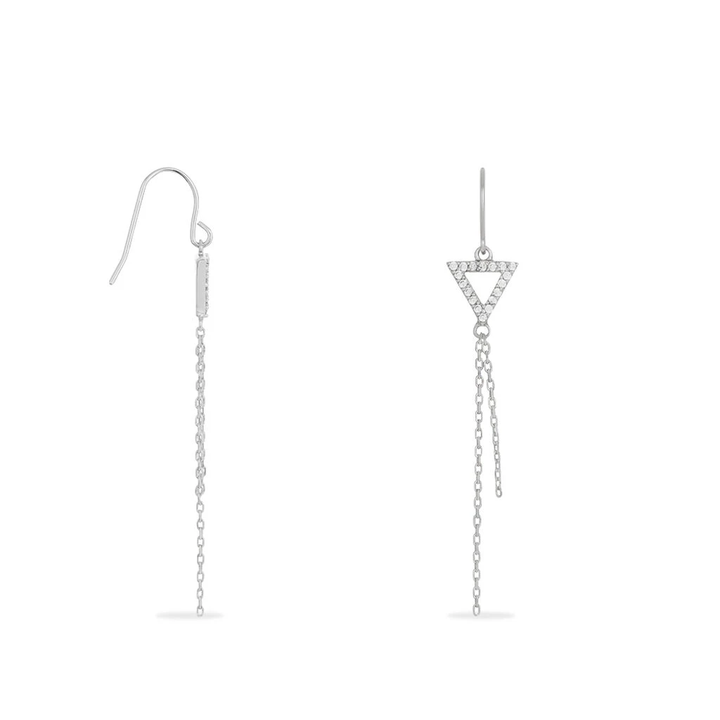 Boucles D'oreilles Pendantes Loria Argent Blanc Oxyde De Zirconium 4 Boucles D'oreilles Pendantes Loria Argent Blanc Oxyde De Zirconium – Image 2