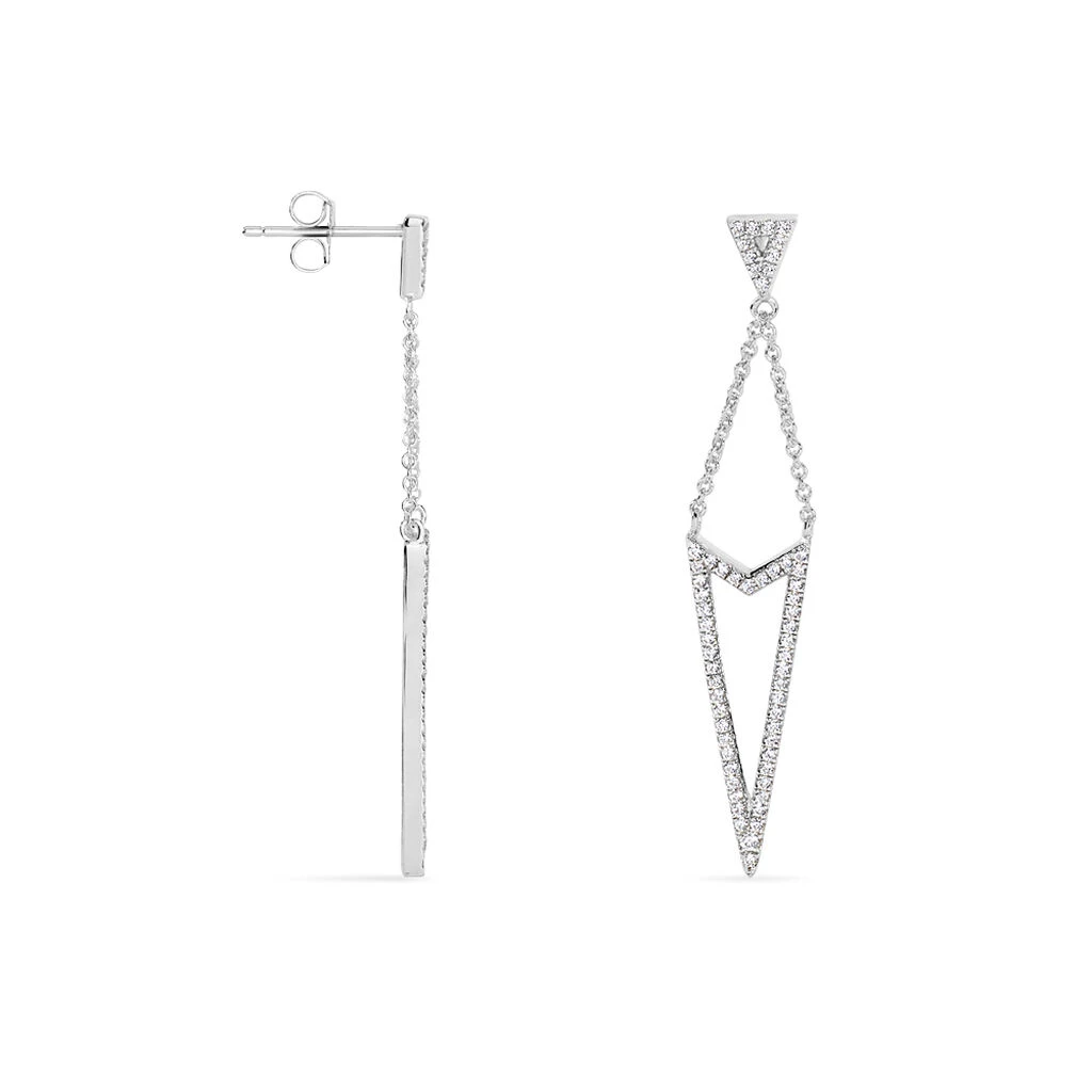 Boucles D'oreilles Pendantes Alexiane Argent Blanc Oxyde De Zirconium 4 Boucles D'oreilles Pendantes Alexiane Argent Blanc Oxyde De Zirconium – Image 2