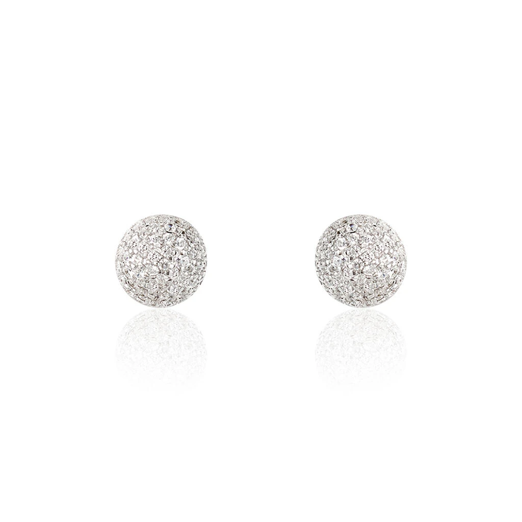 Boucles D'oreilles Puces Perta Argent Blanc Oxyde De Zirconium 3 Boucles D'oreilles Puces Perta Argent Blanc Oxyde De Zirconium