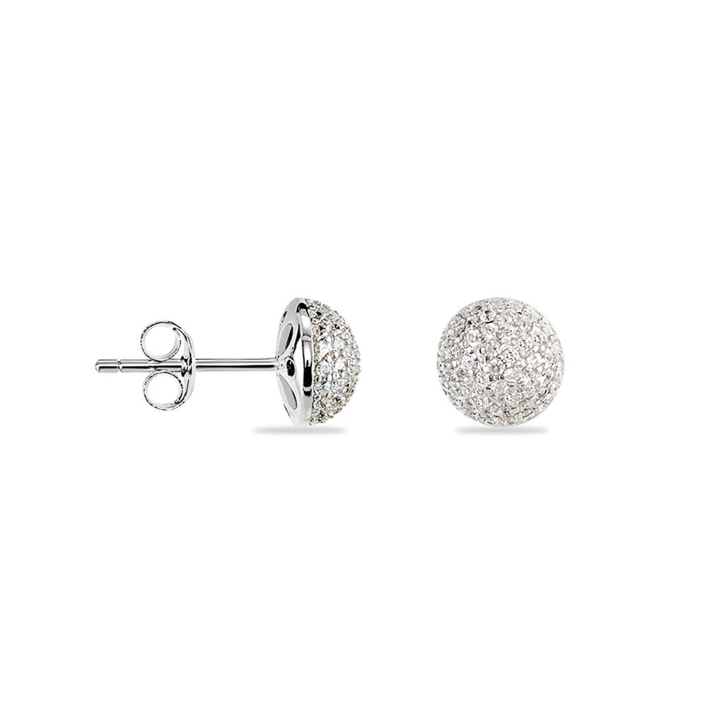 Boucles D'oreilles Puces Perta Argent Blanc Oxyde De Zirconium 4 Boucles D'oreilles Puces Perta Argent Blanc Oxyde De Zirconium – Image 2