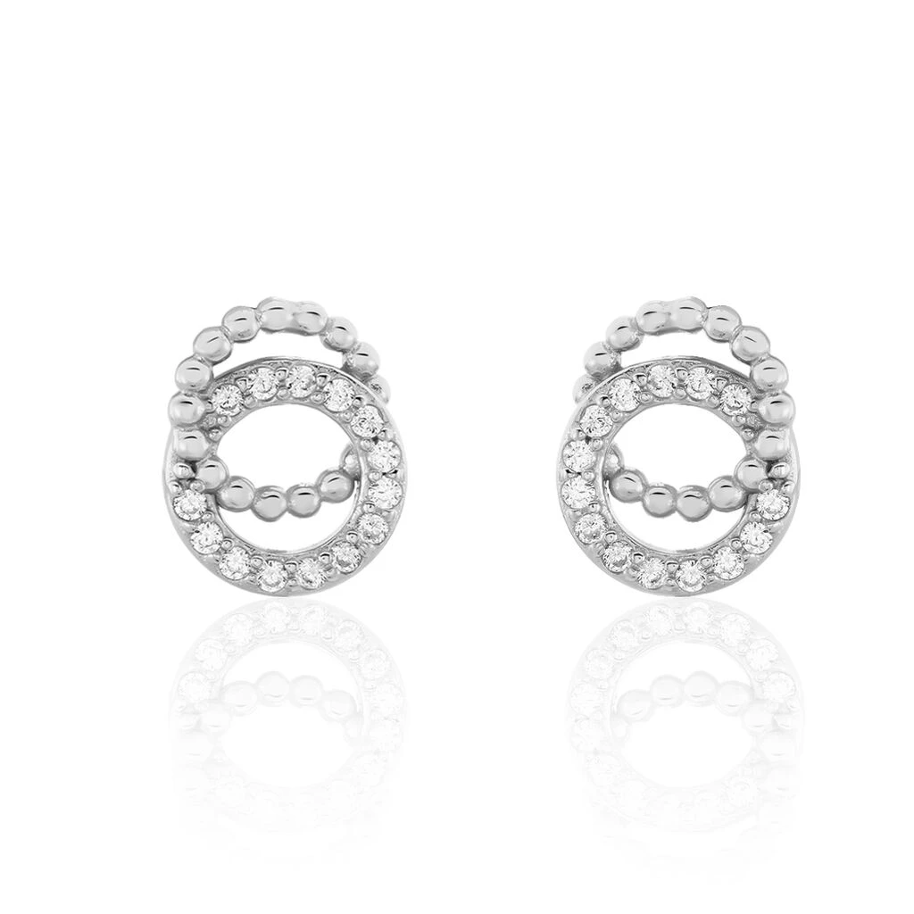 Boucles D'oreilles Puces Magou Argent Blanc Oxyde De Zirconium 3 Boucles D'oreilles Puces Magou Argent Blanc Oxyde De Zirconium
