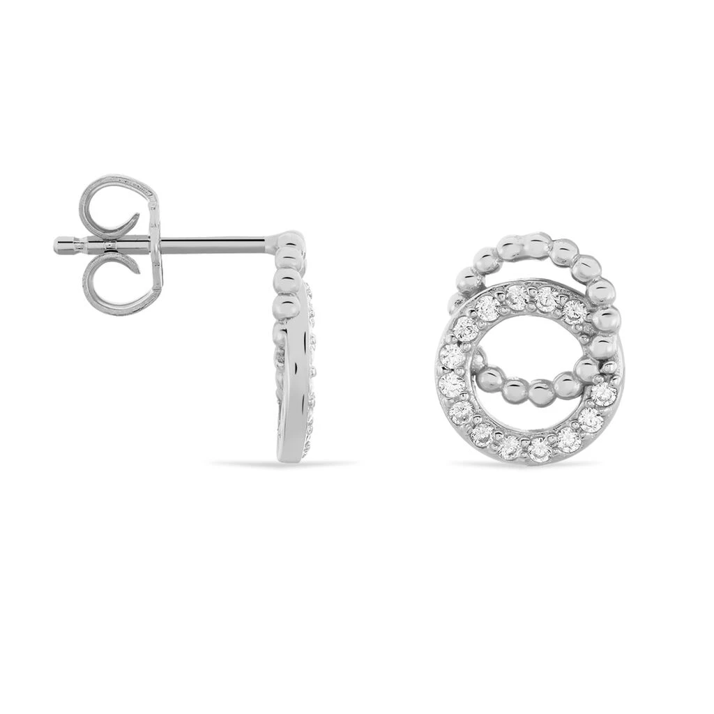 Boucles D'oreilles Puces Magou Argent Blanc Oxyde De Zirconium 4 Boucles D'oreilles Puces Magou Argent Blanc Oxyde De Zirconium – Image 2