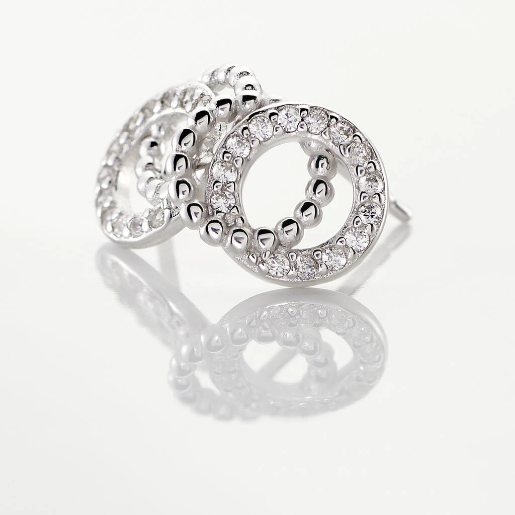 Boucles D'oreilles Puces Magou Argent Blanc Oxyde De Zirconium 5 Boucles D'oreilles Puces Magou Argent Blanc Oxyde De Zirconium – Image 3