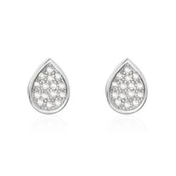 Boucles D'oreilles Puces Argent Blanc Tricoria Oxydes De Zirconium