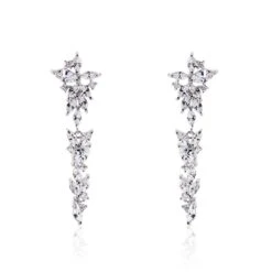 Boucles D'oreilles Pendantes Dayan Argent Blanc Oxyde De Zirconium