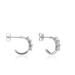 Créoles Argent Blanc Rosaure Oxydes De Zirconium