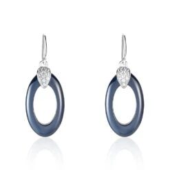 Boucles D'oreilles Pendantes Peer Argent Blanc Oxyde De Zirconium