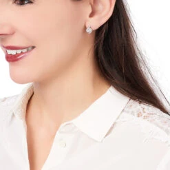 Boucles D'oreilles Pendantes Iris Argent Blanc Oxyde De Zirconium -Garmin Soldes FAOFBZW591 model0