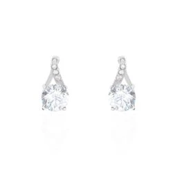 Boucles D'oreilles Pendantes Idylla Argent Blanc Oxyde De Zirconium
