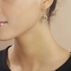 Boucles D'oreilles Argent Blanc Vieilli Adar Ambre -Garmin Soldes FAOFGIY001 model0