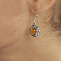 Boucles D'oreilles Argent Blanc Vieilli Adar Ambre -Garmin Soldes FAOFGIY001 model1