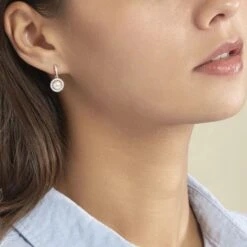 Boucles D'oreilles Pendantes Olivia Argent Rose Perle Culture Oxyde -Garmin Soldes FAOFRU2002 model0