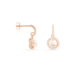 Boucles D'oreilles Pendantes Olivia Argent Rose Perle Culture Oxyde -Garmin Soldes FAOFRU2002 view1