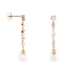 Boucles D'oreilles Pendantes Lynes Argent Rose Perle De Culture -Garmin Soldes FAOFRUS001 view1