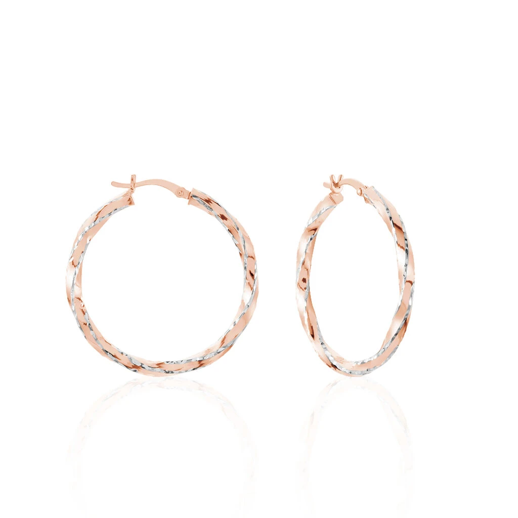 Créoles Diane Carrées Helicoidales Argent Rose 3 Créoles Diane Carrées Helicoidales Argent Rose