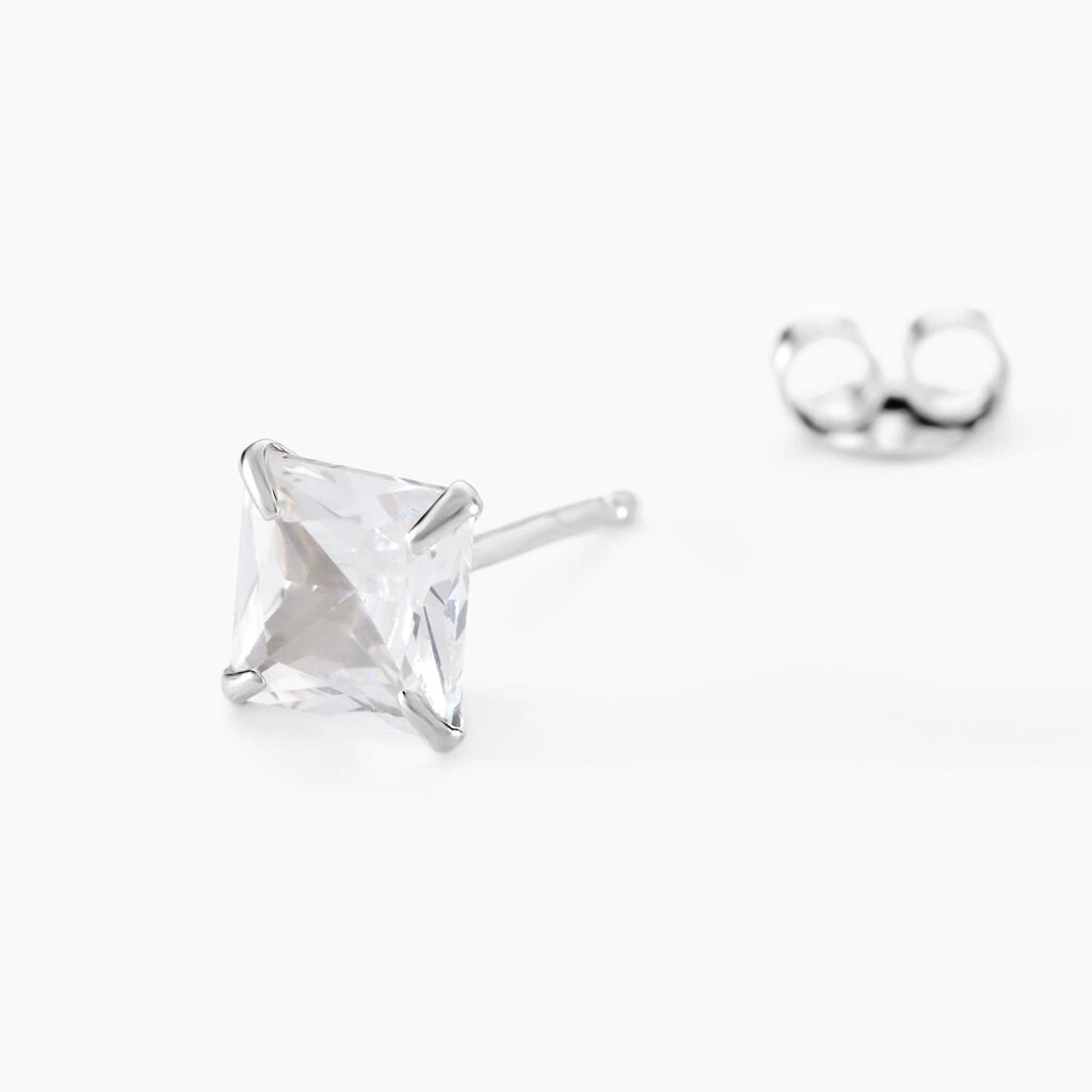 Boucle D'oreille Puce Unitaire Paco Argent Blanc Oxyde De Zirconium 4 Boucle D'oreille Puce Unitaire Paco Argent Blanc Oxyde De Zirconium – Image 2